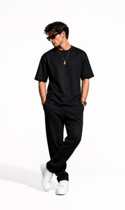 Unisex Oversized Cotton-Lycra Co-ord Set – Black