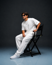 Unisex Oversized Cotton-Lycra Co-ord Set – White