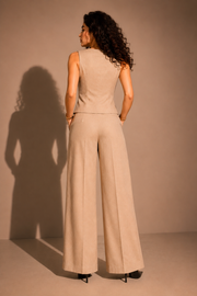 The Linen Vest & Wide-Leg Trouser Co-ord Set – Oatmeal Beige