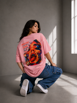 Smoke Up Graphic Pink Oversized Tee.