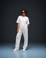 Unisex Oversized Cotton-Lycra Co-ord Set – White