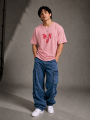 Smoke Up Graphic Pink Oversized Tee.
