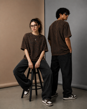 The Ultimate Oversized Acid Wash Tee – Earth Brown