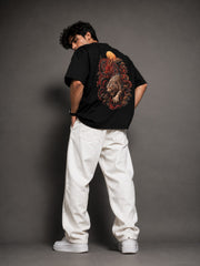 Japanese Dragon & Tiger Graphic Oversized Tee