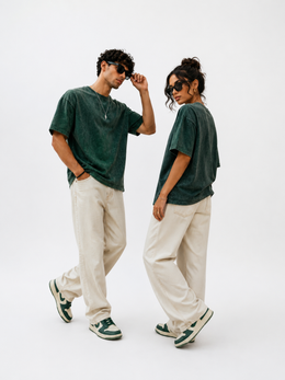 The Ultimate Oversized Acid Wash Tee – Forest Green