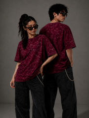 The Ultimate Oversized Acid Wash Tee – Maroon