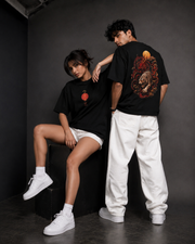 Japanese Dragon & Tiger Graphic Oversized Tee