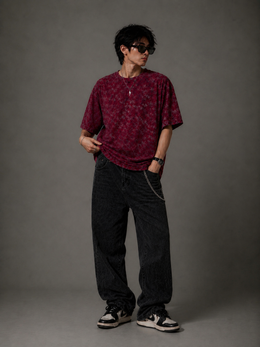 The Ultimate Oversized Acid Wash Tee – Maroon