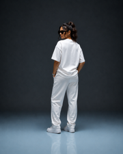 Unisex Oversized Cotton-Lycra Co-ord Set – White