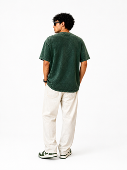 The Ultimate Oversized Acid Wash Tee – Forest Green