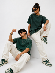 The Ultimate Oversized Acid Wash Tee – Forest Green