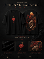 Japanese Dragon & Tiger Graphic Oversized Tee