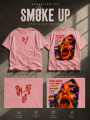 Smoke Up Graphic Pink Oversized Tee.