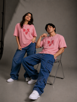Smoke Up Graphic Pink Oversized Tee.