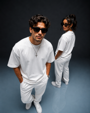 Unisex Oversized Cotton-Lycra Co-ord Set – White