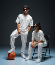 Unisex Oversized Cotton-Lycra Co-ord Set – White
