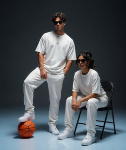 Unisex Oversized Cotton-Lycra Co-ord Set – White